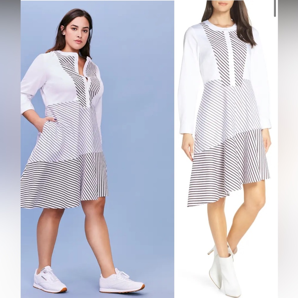 Chelsea28 striped asymmetrical shirt dress - sz 8